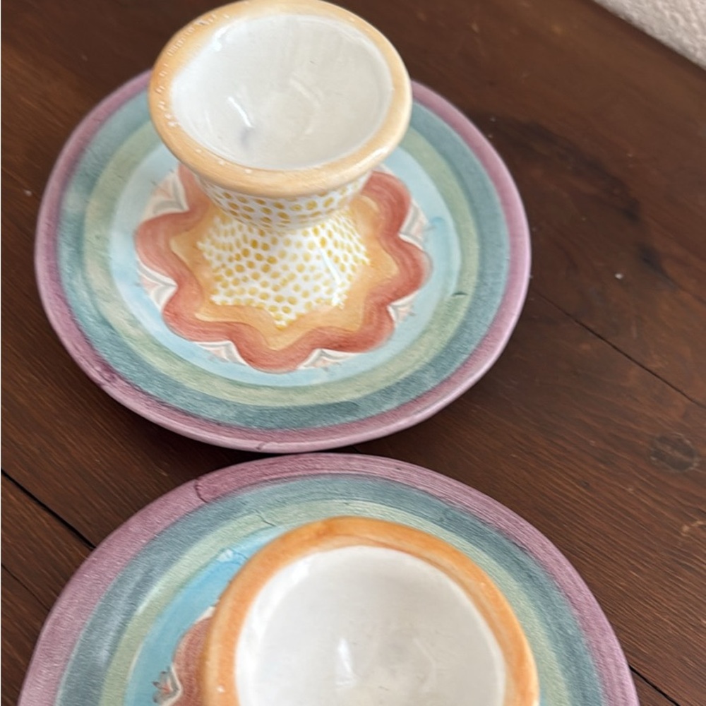 MacKenzie-Childs Pastel Ceramic Candle Holders